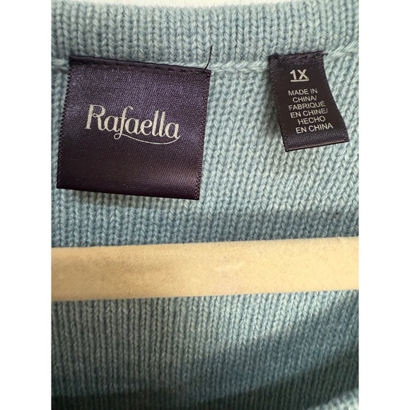 Blue Gray Crew Neck Pull Over Sweater Rafella Acrylic Plus 1X Knit Long Sleeve - Picture 5 of 6